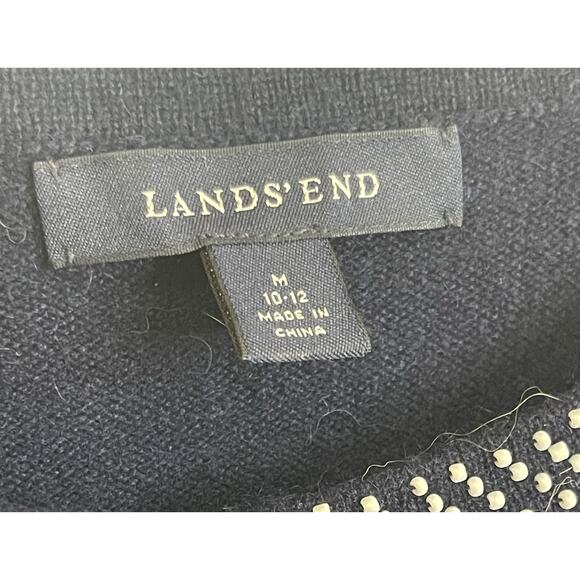 Lands End Sweater Womens Medium Blue 100% Cashmere Cardigan Speckle Sweater - Picture 2 of 11